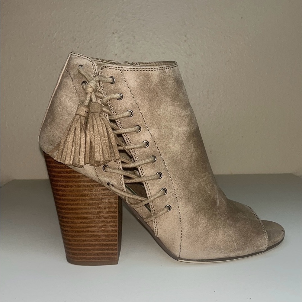 Faux Leather Zip Bootie Taupe Sz 9.5
